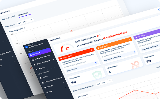 Screenshots of management console